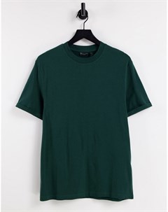 Зеленая футболка с круглым вырезом и отворотами на рукавах Asos design