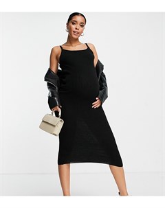 Черное трикотажное платье на бретельках в рубчик от комплекта Urban bliss maternity
