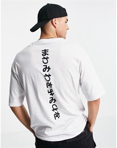 Белая oversized футболка с надписью на японском языке Originals Jack & jones