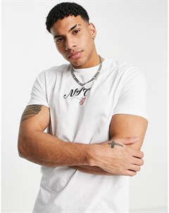 Белая футболка с надписью NYC и розой на груди Asos design