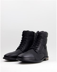 Черные кожаные ботинки на шнуровке с подкладкой из искусственного меха Asos design