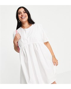 Эксклюзивное белое платье мини с завязкой на спине и присборенной юбкой Plus Collusion