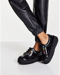 Лакированные кожаные ботинки черного цвета Kick Lo Kickers