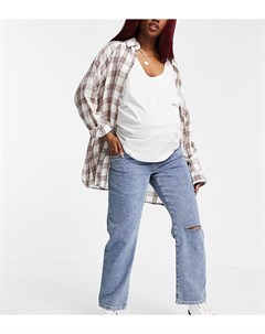 Светлые узкие джинсы прямого кроя с рваной отделкой Urban bliss maternity