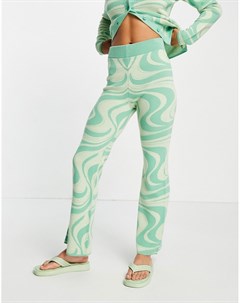 Зеленые вязаные брюки с узором с завитками от комплекта Asos design
