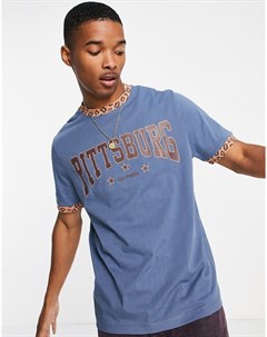 Голубая футболка с принтом Pittsburg California Asos design