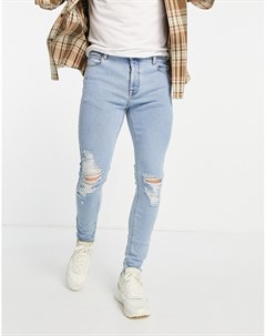 Светлые очень эластичные джинсы в винтажном стиле с напылением и рваной отделкой на коленях Asos design