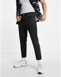 Черные джинсы классического кроя из плотного материала с винтажным выбеленным эффектом Asos design
