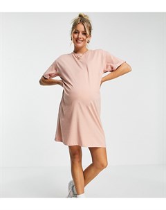 Розовое платье футболка мини Pieces maternity