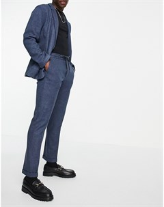 Темно синие узкие трикотажные брюки из мягкого твила и поясом с затягивающимся шнурком Asos design