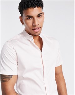 Розовая узкая сатиновая рубашка Asos design
