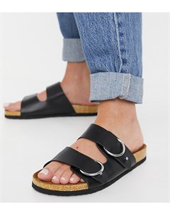 Черные сандалии для широкой стопы с двойными ремешками и пряжками Fewer Asos design