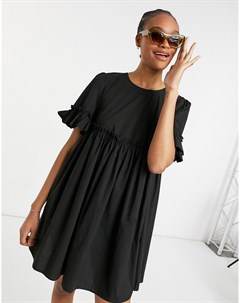 Черное платье мини с присборенной юбкой Urban threads