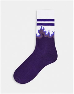 Фиолетовые спортивные носки с принтом пламени Asos design