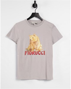Серая свободная футболка с принтом медведя Fiorucci