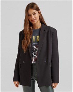 Черный oversized блейзер Bershka