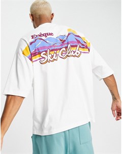 Светлая oversized футболка с принтом на спине Asos design