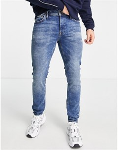 Эластичные зауженные джинсы выбеленного синего цвета Intelligence Liam Jack & jones