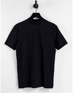 Черная облегающая футболка с высоким воротом Asos design
