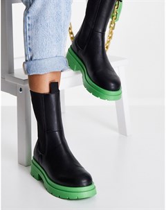 Массивные ботинки челси черного зеленого цвета Kylie Topshop