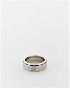 Серебристое широкое кольцо из нержавеющей стали с подвижной деталью и горизонтальным тиснением Asos design