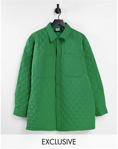 Зеленая стеганая рубашка унисекс Inspired Reclaimed vintage