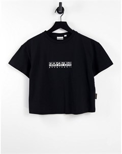 Черная укороченная футболка Box Napapijri