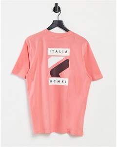 Розовая футболка с прямоугольным принтом логотипа на спине Quartz Fila