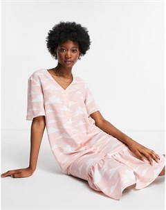 Розовое платье миди из переработанных материалов с принтом облаков Wera Monki
