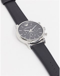 Часы с черным кожаным ремешком AR1828 Luigi Emporio armani