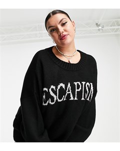 Черный джемпер с надписью Escapism ASOS DESIGN Curve Asos curve