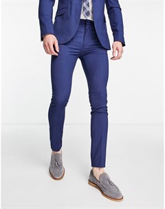 Темно синие супероблегающие брюки в мелкую крапинку Topman