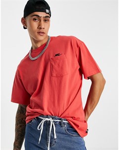 Красная oversized футболка с карманом Premium Essential Nike