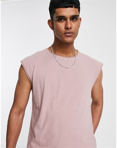 Розовато лиловая футболка без рукавов с необработанными краями Brave soul