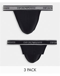 Набор из 2 трусов джоков черного цвета с логотипом на поясе Emporio armani bodywear