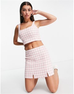 Розовая мини юбка в стиле 90 х из ткани букле с разрезами от комплекта Asos design