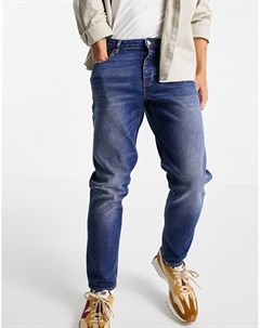 Эластичные суженные книзу джинсы винтажного синего цвета Asos design