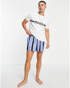 Белая приталенная футболка с крупным логотипом BOSS Beachwear Boss bodywear