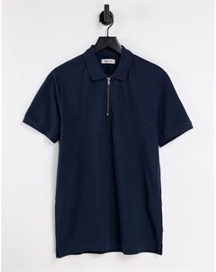 Темно синяя футболка поло с короткой молнией Originals Premium Jack & jones