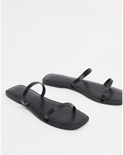 Черные сандалии на плоской подошве с ремешками Vero moda