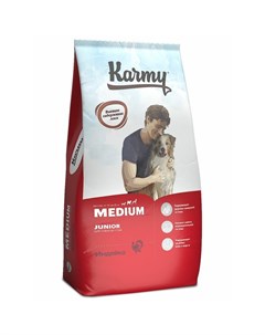Medium Adult полнорационный сухой корм для собак средних пород с индейкой 14 кг Karmy
