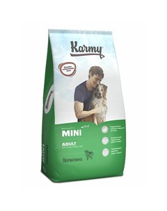 Mini Adult полнорационный сухой корм для собак мелких пород с телятиной 10 кг Karmy