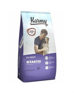 Starter полнорационный сухой корм для щенков с момента отъема до 4 месяцев беременных и кормящих сук Karmy