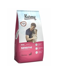 Sensitive Mini полнорационный сухой корм для собак мелких пород с чувствительным пищеварением с лосо Karmy