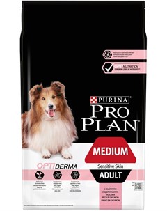 Сухой корм Medium Adult Sensitive Skin Optiderma для взрослых собак средних пород с чувствительной к Pro plan