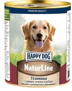 Консервы Natur Line с телятиной печенью сердцем и рубцом для собак 970 г Happy dog