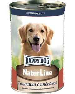Консервы Natur Line с телятиной и индейкой для собак 410 г Happy dog