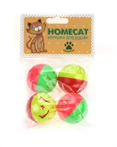 Игрушка Мячи пластиковые Звездочки с колокольчиком для кошек O 4 см 4 шт Homecat