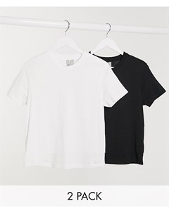Набор из 2 футболок из органического хлопка черного и белого цвета с круглым вырезом Скидка Asos design