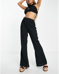 Черные фактурные пляжные брюки с широкими штанинами от комплекта Asos design
